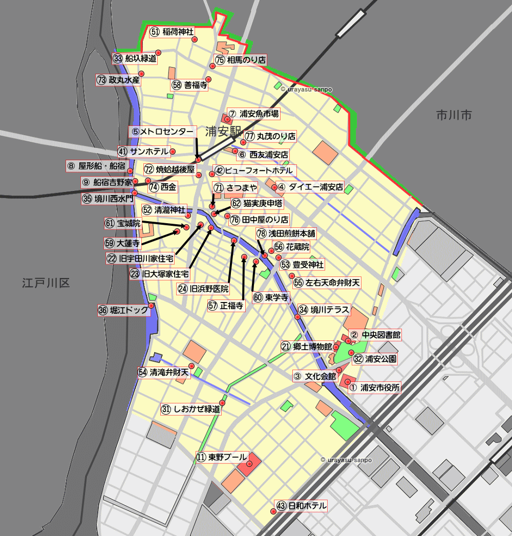 浦安ガイドマップ　浦安駅周辺