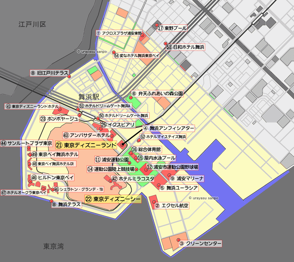 浦安ガイドマップ　舞浜駅周辺