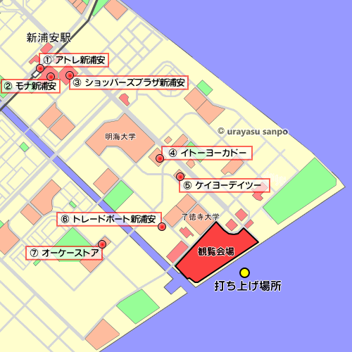 浦安花火大会　周辺マップ